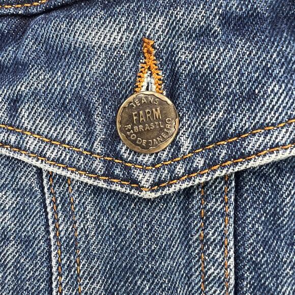 Farm Rio X Anthropologie Crochet Denim Trucker Jacket XS - Picture 4 of 12